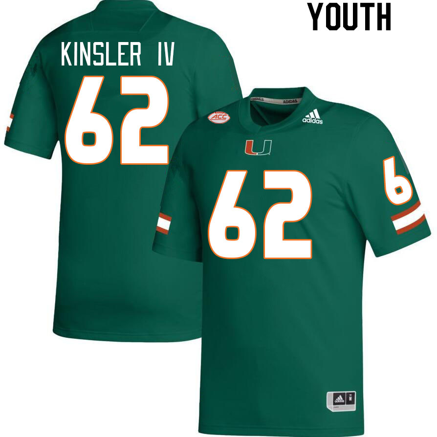 Youth #62 Tommy Kinsler IV Miami Hurricanes College Football Jerseys Stitched Sale-Green